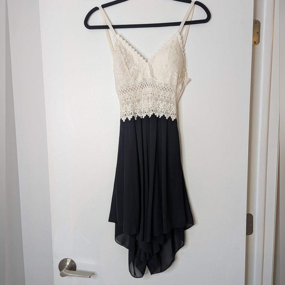 EUC White and Black Crochet Summer Romper Dress